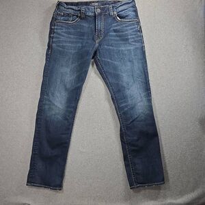 Silver Jeans Eddie 34x32 Taper Leg Relax Fit Distressed faded
